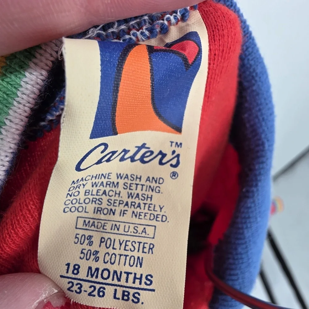 Vintage Carters 18 Months Red Rainbow Polo Blue Corduroy Overalls Set USA Made